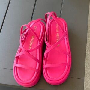 Stuart Weitzman Hot pink platform sandals